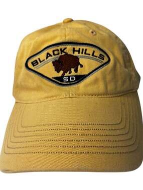 Ouray Sportswear Black Hills South Dakota Buffalo Embroidered Yellow Baseball Ca